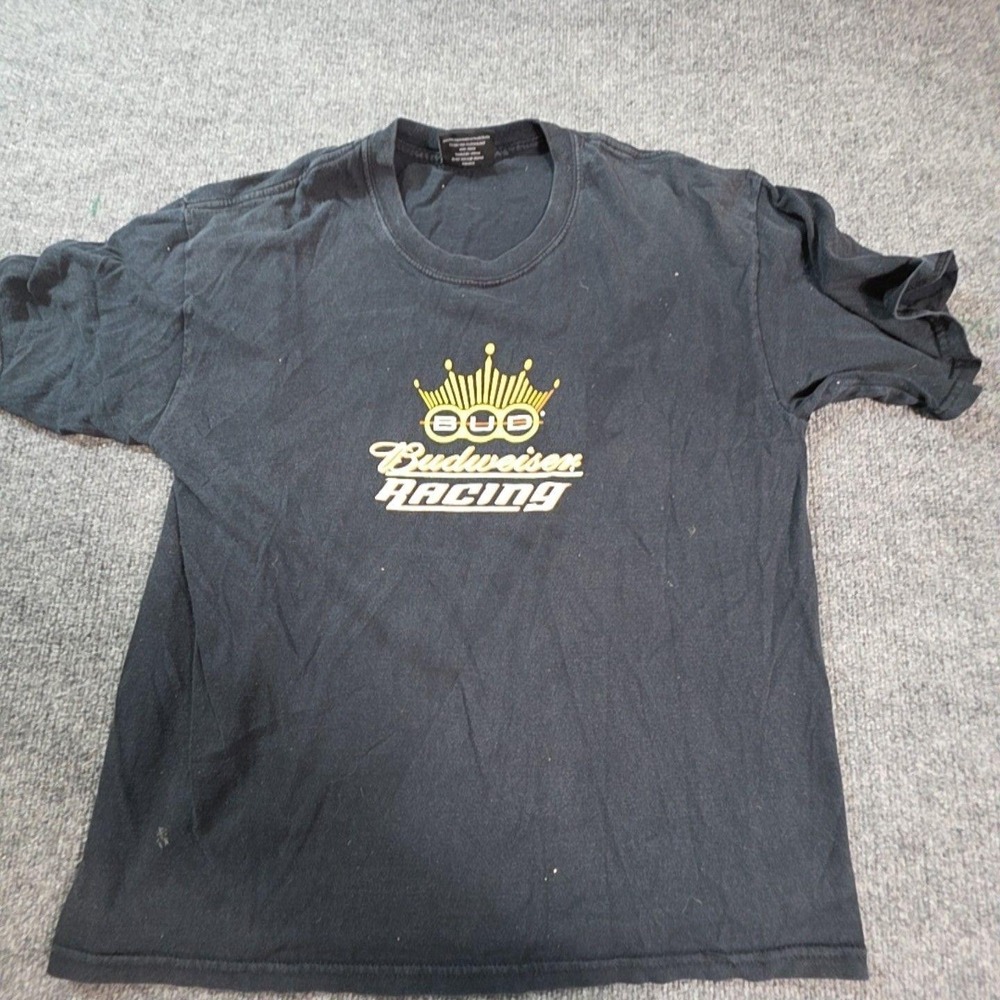 Budweiser Racing Shirt Mens Large Black Graphic T-Shirt Beer Steve & Barry's